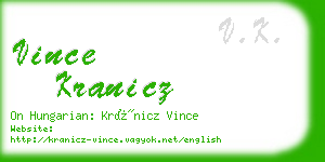 vince kranicz business card